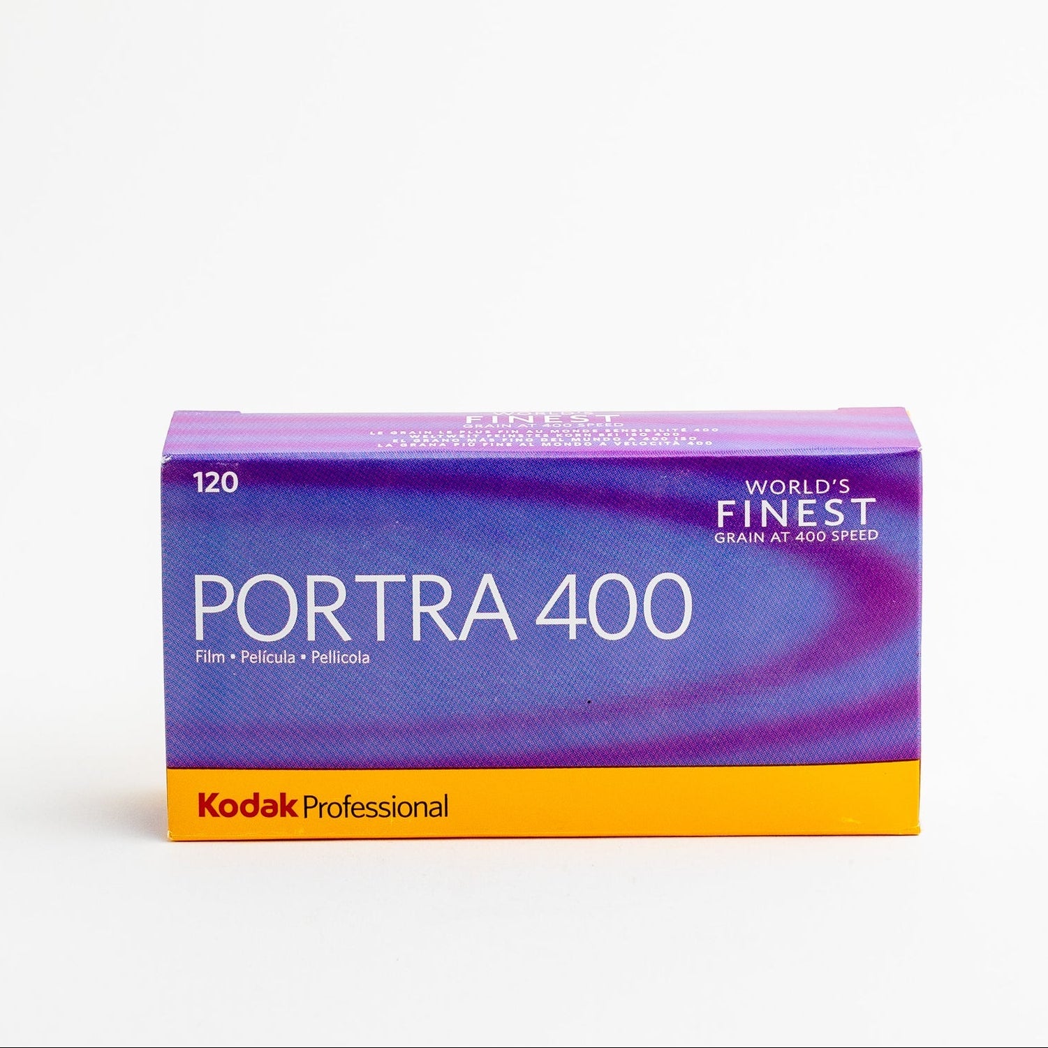 Kodak Portra 400 film packaging on a white background